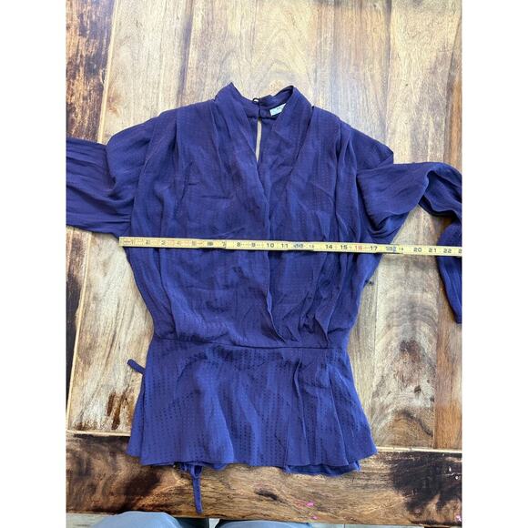 MM. LaFleur Purple Twyla Long Sleeves Blouse Top Size Medium - Picture 2 of 4